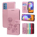 Custodia per telefono in pelle goffrata rosa, For Samsung Galaxy M52 5G, For Samsung Galaxy S22 5G, For Samsung Galaxy S22+ 5G, For Samsung Galaxy S22 Ultra 5G