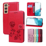 Custodia per telefono in pelle goffrata rosa, For Samsung Galaxy M52 5G, For Samsung Galaxy S22 5G, For Samsung Galaxy S22+ 5G, For Samsung Galaxy S22 Ultra 5G