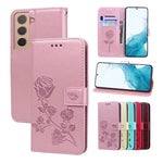 Custodia per telefono in pelle goffrata rosa, For Samsung Galaxy M52 5G, For Samsung Galaxy S22 5G, For Samsung Galaxy S22+ 5G, For Samsung Galaxy S22 Ultra 5G