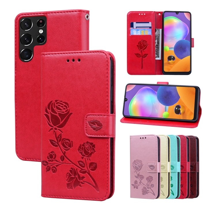Custodia per telefono in pelle goffrata rosa, For Samsung Galaxy M52 5G, For Samsung Galaxy S22 5G, For Samsung Galaxy S22+ 5G, For Samsung Galaxy S22 Ultra 5G