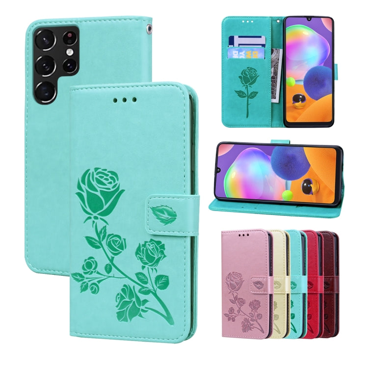 Custodia per telefono in pelle goffrata rosa, For Samsung Galaxy M52 5G, For Samsung Galaxy S22 5G, For Samsung Galaxy S22+ 5G, For Samsung Galaxy S22 Ultra 5G