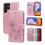 Custodia per telefono in pelle goffrata rosa, For Samsung Galaxy M52 5G, For Samsung Galaxy S22 5G, For Samsung Galaxy S22+ 5G, For Samsung Galaxy S22 Ultra 5G