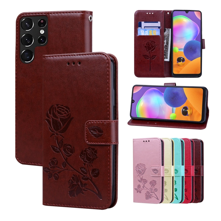 Custodia per telefono in pelle goffrata rosa, For Samsung Galaxy M52 5G, For Samsung Galaxy S22 5G, For Samsung Galaxy S22+ 5G, For Samsung Galaxy S22 Ultra 5G