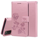 Custodia per telefono in pelle goffrata rosa, For Samsung Galaxy A02s
