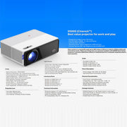 Proiettore digitale D5000 1920x1080P 420ANSI 6000Lumens LCD + LED HD,, Basic Version, Screen Mirroring, Android 9.0
