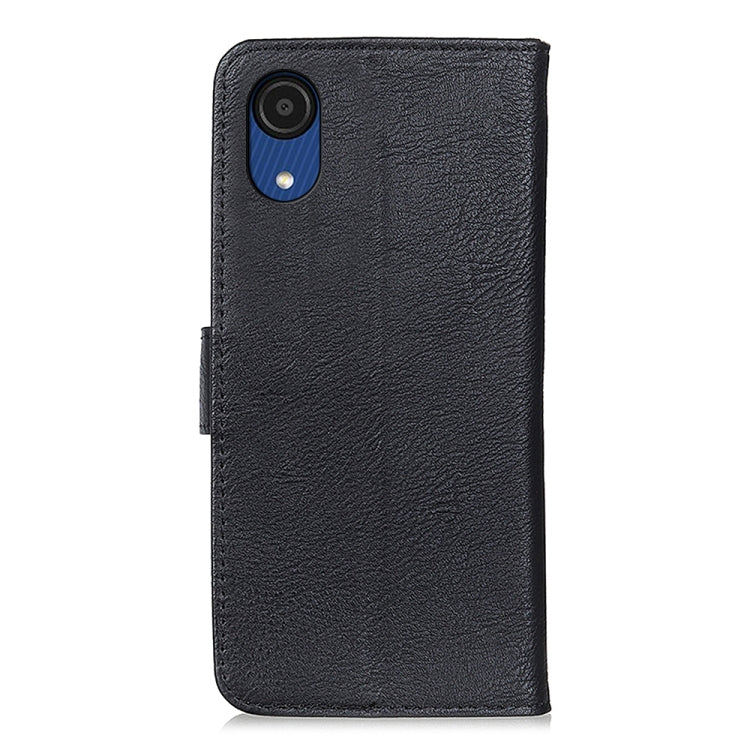 KHAZNEH Custodia per telefono in pelle a conchiglia orizzontale con trama in pelle bovina, For Samsung Galaxy A03 Core