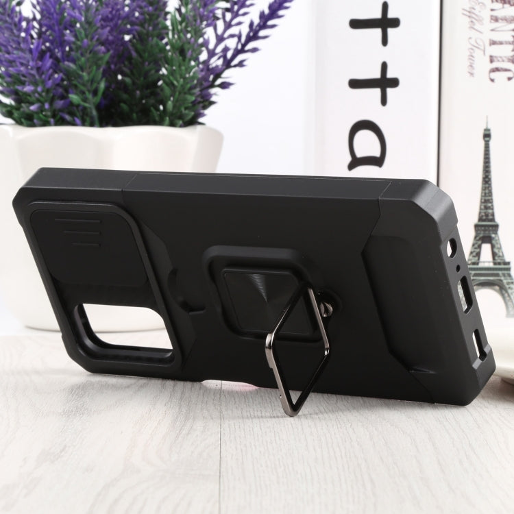 Cover per fotocamera scorrevole Design Custodia per telefono antiurto per PC + TPU con supporto per anello e slot per schede, For Samsung Galaxy A13 5G, For Samsung Galaxy S22 5G, For Samsung Galaxy S22+ 5G