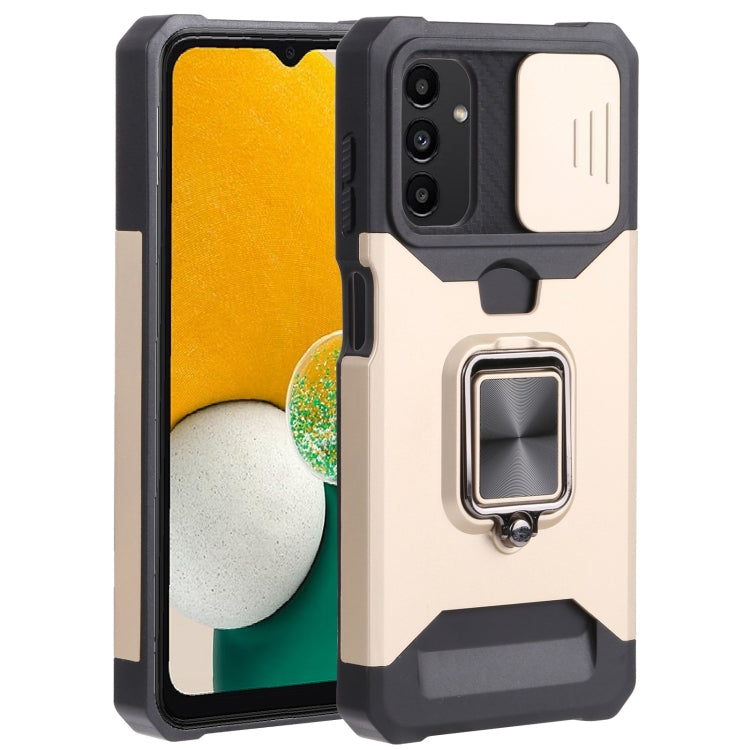 Cover per fotocamera scorrevole Design Custodia per telefono antiurto per PC + TPU con supporto per anello e slot per schede, For Samsung Galaxy A13 5G, For Samsung Galaxy S22 5G, For Samsung Galaxy S22+ 5G