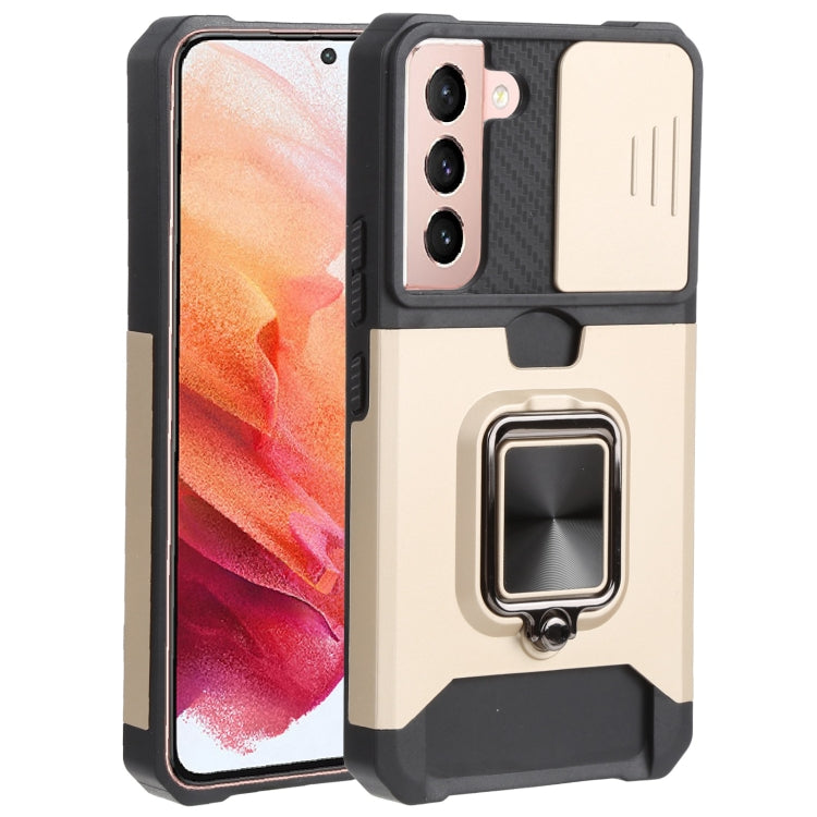 Cover per fotocamera scorrevole Design Custodia per telefono antiurto per PC + TPU con supporto per anello e slot per schede, For Samsung Galaxy A13 5G, For Samsung Galaxy S22 5G, For Samsung Galaxy S22+ 5G