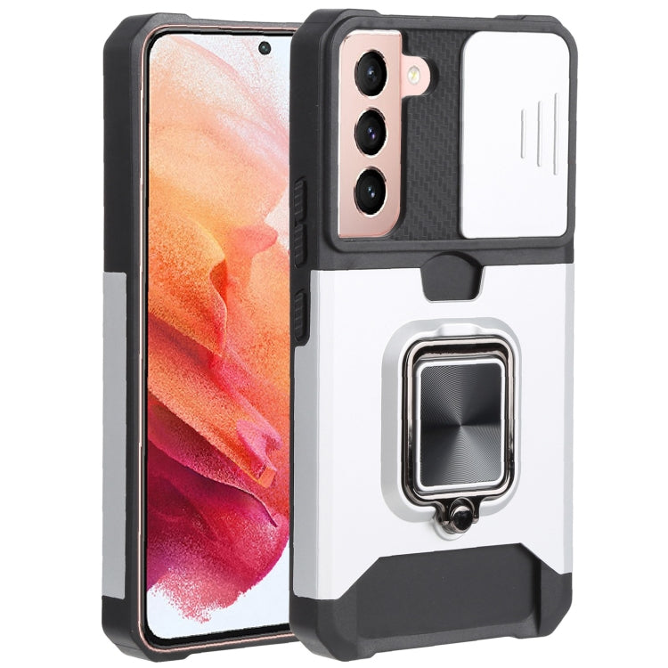 Cover per fotocamera scorrevole Design Custodia per telefono antiurto per PC + TPU con supporto per anello e slot per schede, For Samsung Galaxy A13 5G, For Samsung Galaxy S22 5G, For Samsung Galaxy S22+ 5G