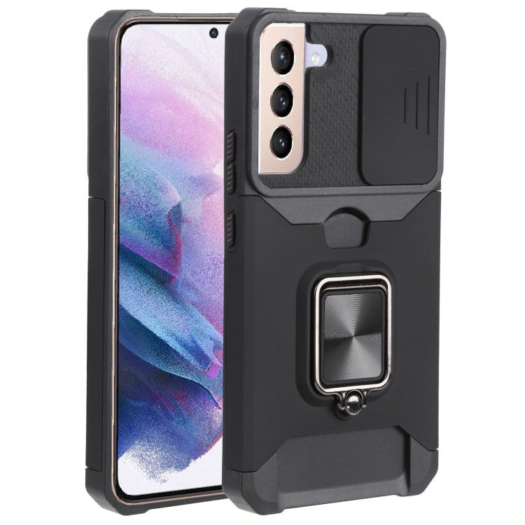 Cover per fotocamera scorrevole Design Custodia per telefono antiurto per PC + TPU con supporto per anello e slot per schede, For Samsung Galaxy A13 5G, For Samsung Galaxy S22 5G, For Samsung Galaxy S22+ 5G