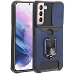 Cover per fotocamera scorrevole Design Custodia per telefono antiurto per PC + TPU con supporto per anello e slot per schede, For Samsung Galaxy A13 5G, For Samsung Galaxy S22 5G, For Samsung Galaxy S22+ 5G