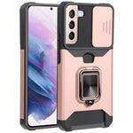 Cover per fotocamera scorrevole Design Custodia per telefono antiurto per PC + TPU con supporto per anello e slot per schede, For Samsung Galaxy A13 5G, For Samsung Galaxy S22 5G, For Samsung Galaxy S22+ 5G