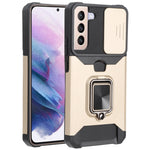Cover per fotocamera scorrevole Design Custodia per telefono antiurto per PC + TPU con supporto per anello e slot per schede, For Samsung Galaxy A13 5G, For Samsung Galaxy S22 5G, For Samsung Galaxy S22+ 5G