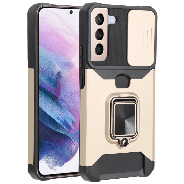Cover per fotocamera scorrevole Design Custodia per telefono antiurto per PC + TPU con supporto per anello e slot per schede, For Samsung Galaxy A13 5G, For Samsung Galaxy S22 5G, For Samsung Galaxy S22+ 5G