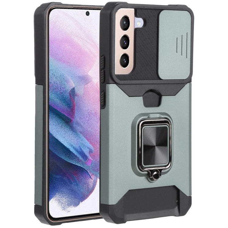 Cover per fotocamera scorrevole Design Custodia per telefono antiurto per PC + TPU con supporto per anello e slot per schede, For Samsung Galaxy A13 5G, For Samsung Galaxy S22 5G, For Samsung Galaxy S22+ 5G
