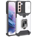 Cover per fotocamera scorrevole Design Custodia per telefono antiurto per PC + TPU con supporto per anello e slot per schede, For Samsung Galaxy A13 5G, For Samsung Galaxy S22 5G, For Samsung Galaxy S22+ 5G