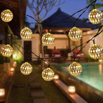 Ironwork Hollow Small Ball Outdoor LED Light String Garden Festival Decoration Light con telecomando, Waterproof Battery Box 40 LEDs, Waterproof Battery Box 50 LEDs
