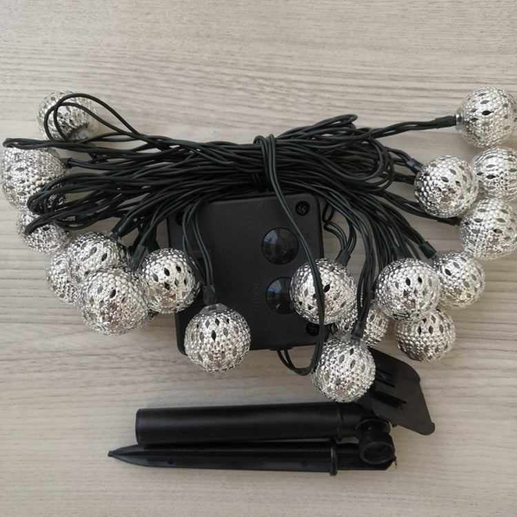 Ironwork Hollow Small Ball Outdoor LED Light String Garden Festival Decoration Light con telecomando, Waterproof Battery Box 40 LEDs, Waterproof Battery Box 50 LEDs