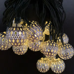 Ironwork Hollow Small Ball Outdoor LED Light String Garden Festival Decoration Light con telecomando, Waterproof Battery Box 40 LEDs, Waterproof Battery Box 50 LEDs