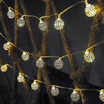 Ironwork Hollow Small Ball Outdoor LED Light String Garden Festival Decoration Light con telecomando, Waterproof Battery Box 40 LEDs, Waterproof Battery Box 50 LEDs