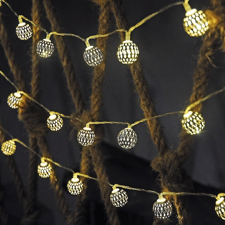 Ironwork Hollow Small Ball Outdoor LED Light String Garden Festival Decoration Light con telecomando, Waterproof Battery Box 40 LEDs, Waterproof Battery Box 50 LEDs