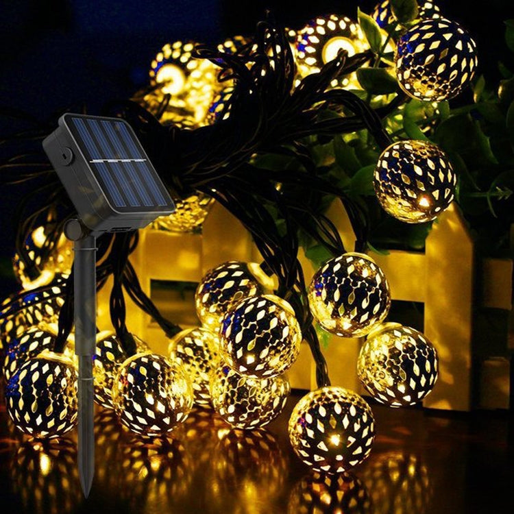 Ironwork Hollow Small Ball Outdoor LED Light String Garden Festival Decoration Light con telecomando, Waterproof Battery Box 40 LEDs, Waterproof Battery Box 50 LEDs