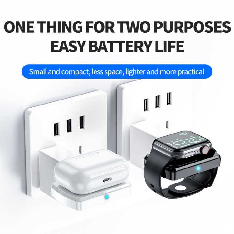 JJT-997 Interfaccia di tipo C Auricolare e orologio Caricabatterie wireless a doppia faccia per AirPods e iWatch