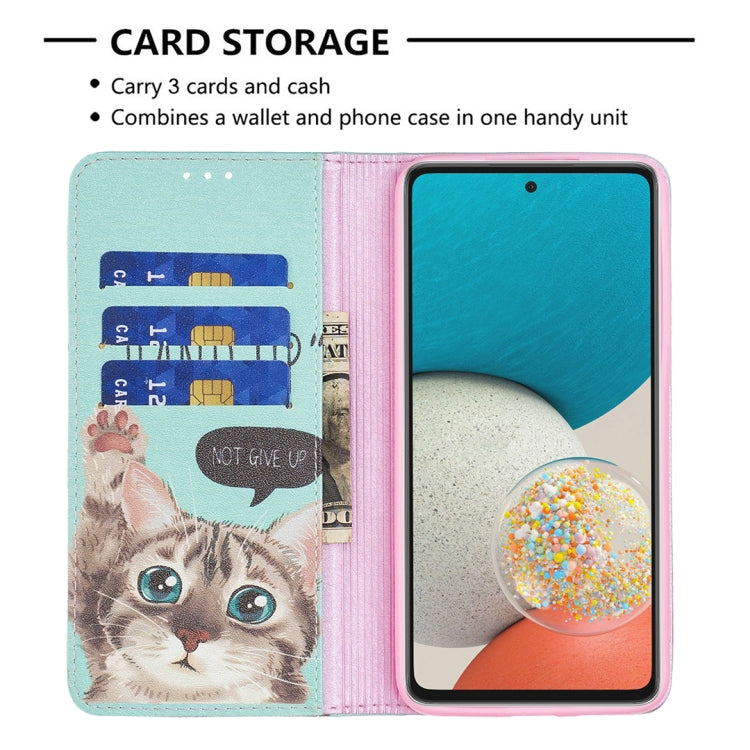 Custodia per telefono in pelle PU magnetica invisibile con motivo a disegno colorato, For Samsung Galaxy A53 5G