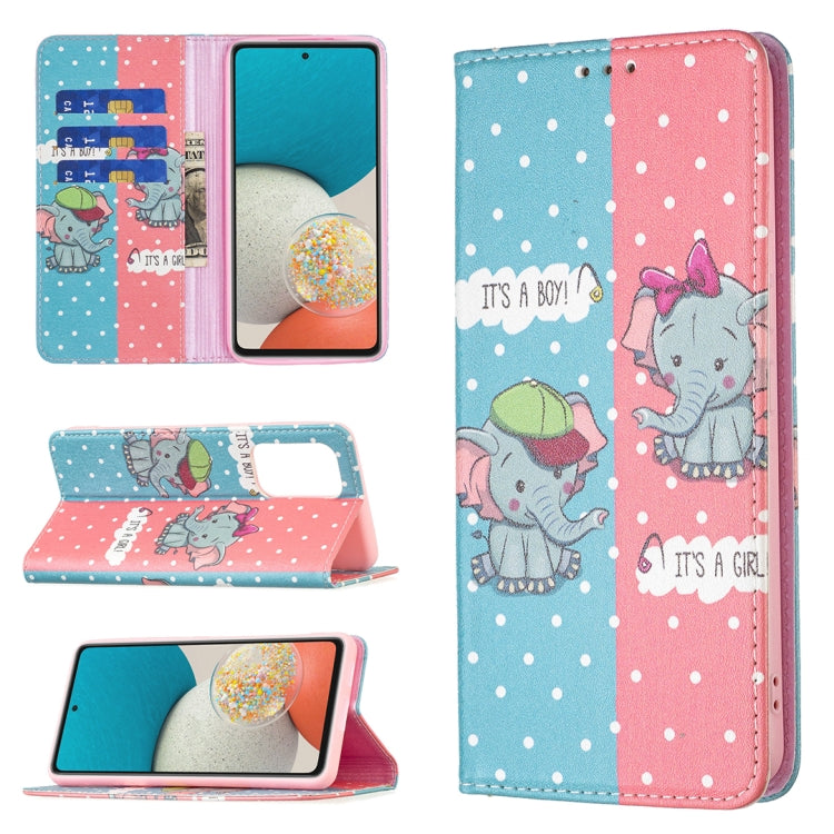 Custodia per telefono in pelle PU magnetica invisibile con motivo a disegno colorato, For Samsung Galaxy A53 5G