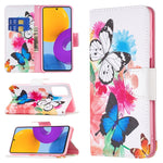 Custodia per telefono in pelle con motivo a disegno colorato, For Samsung Galaxy M52 5G