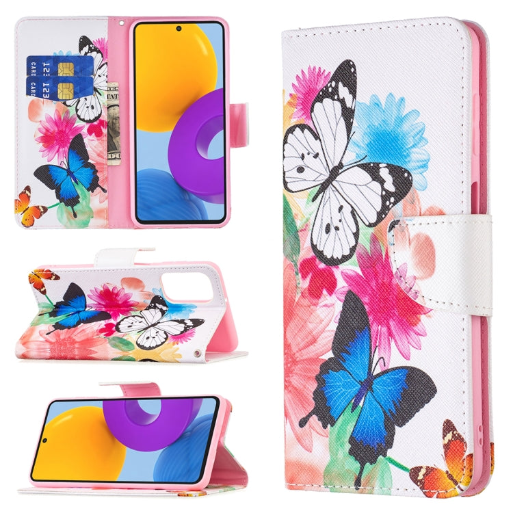 Custodia per telefono in pelle con motivo a disegno colorato, For Samsung Galaxy M52 5G