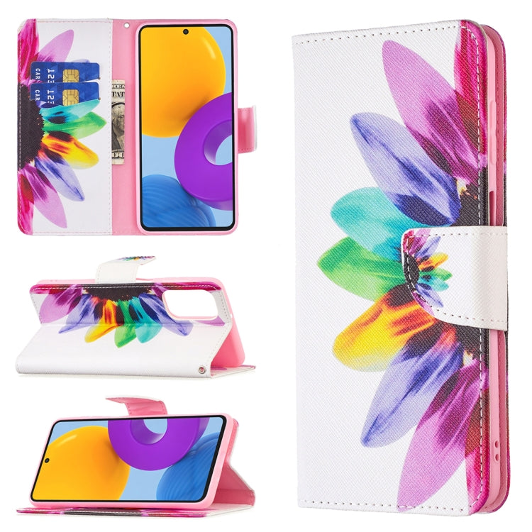 Custodia per telefono in pelle con motivo a disegno colorato, For Samsung Galaxy M52 5G