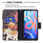 Custodia per telefono in pelle con cerniera con motivo a disegno colorato, For Xiaomi Redmi Note 11 5G, For Xiaomi Redmi Note 11 Pro / 11 Pro+, For Xiaomi Redmi Note 11  5G