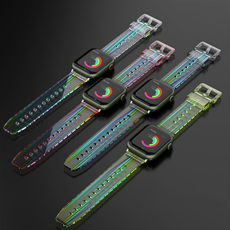 Cinturino in silicone trasparente colorato per Apple Watch Series, 7 45mm / 6 & SE & 5 & 4 44mm / 3 & 2 & 1 42mm, 7 41mm / 6 & SE & 5 & 4 40mm / 3 & 2 & 1 38mm