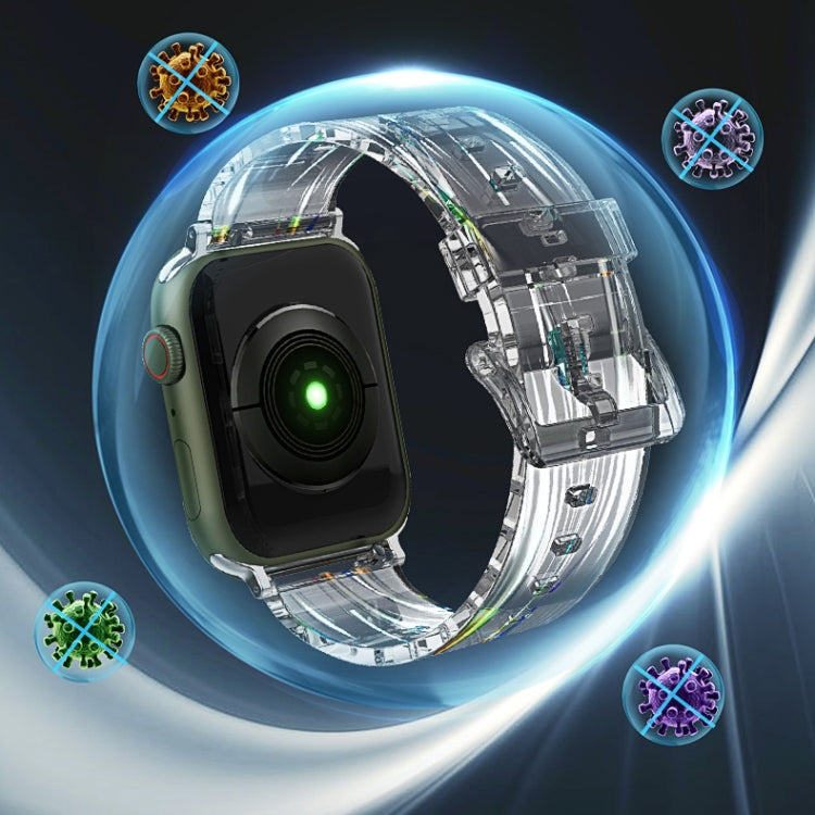 Cinturino in silicone trasparente colorato per Apple Watch Series, 7 45mm / 6 & SE & 5 & 4 44mm / 3 & 2 & 1 42mm, 7 41mm / 6 & SE & 5 & 4 40mm / 3 & 2 & 1 38mm