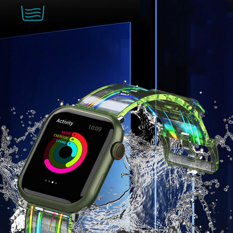 Cinturino in silicone trasparente colorato per Apple Watch Series, 7 45mm / 6 & SE & 5 & 4 44mm / 3 & 2 & 1 42mm, 7 41mm / 6 & SE & 5 & 4 40mm / 3 & 2 & 1 38mm