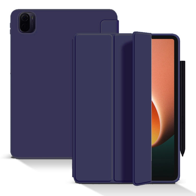 Custodia per tablet in pelle a nido d'ape opaca Skin Feel con staffa ripiegabile in tre parti, For Xiaomi Pad 5 / Pad 5 Pro