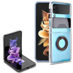 Custodia per telefono in TPU con design per fotocamera scorrevole con supporto ad anello, For Samsung Galaxy Z Flip3 5G