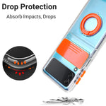 Custodia per telefono in TPU con design per fotocamera scorrevole con supporto ad anello, For Samsung Galaxy Z Flip3 5G