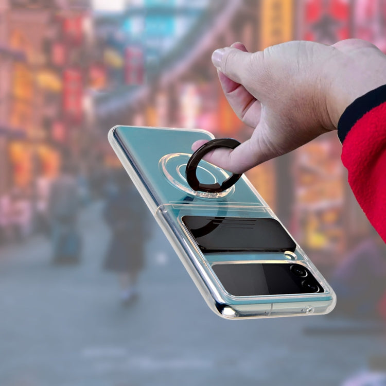 Custodia per telefono in TPU con design per fotocamera scorrevole con supporto ad anello, For Samsung Galaxy Z Flip3 5G