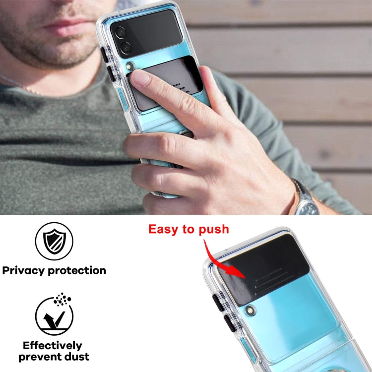 Custodia per telefono in TPU con design per fotocamera scorrevole con supporto ad anello, For Samsung Galaxy Z Flip3 5G
