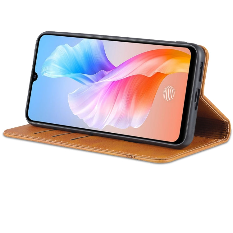 AZNS Custodia per telefono in pelle a vibrazione orizzontale con struttura in vitello magnetico, For vivo S10e / V23e, For vivo T1, For Honor X30i
