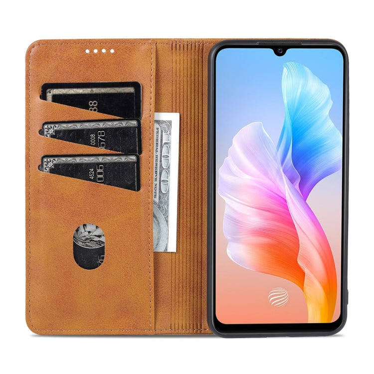 AZNS Custodia per telefono in pelle a vibrazione orizzontale con struttura in vitello magnetico, For vivo S10e / V23e, For vivo T1, For Honor X30i