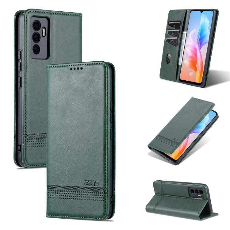 AZNS Custodia per telefono in pelle a vibrazione orizzontale con struttura in vitello magnetico, For vivo S10e / V23e, For vivo T1, For Honor X30i