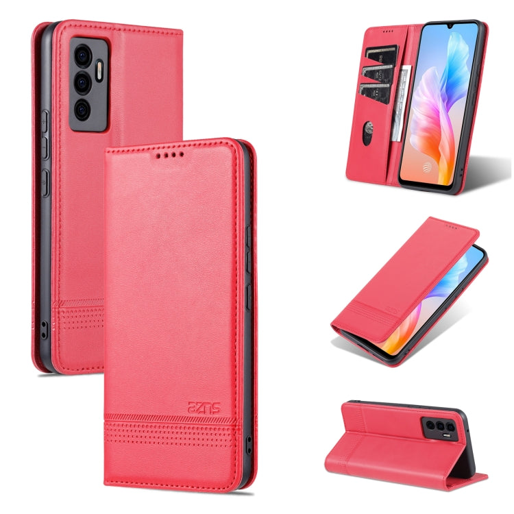 AZNS Custodia per telefono in pelle a vibrazione orizzontale con struttura in vitello magnetico, For vivo S10e / V23e, For vivo T1, For Honor X30i