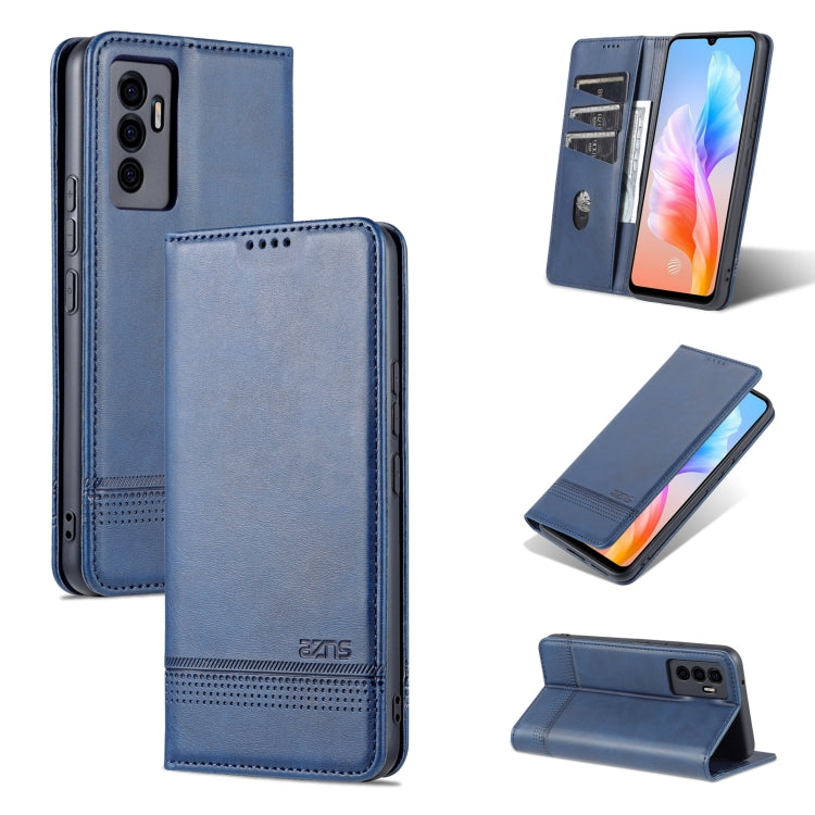 AZNS Custodia per telefono in pelle a vibrazione orizzontale con struttura in vitello magnetico, For vivo S10e / V23e, For vivo T1, For Honor X30i