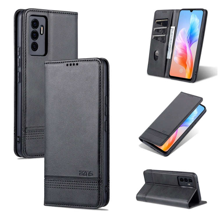 AZNS Custodia per telefono in pelle a vibrazione orizzontale con struttura in vitello magnetico, For vivo S10e / V23e, For vivo T1, For Honor X30i