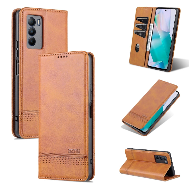 AZNS Custodia per telefono in pelle a vibrazione orizzontale con struttura in vitello magnetico, For vivo S10e / V23e, For vivo T1, For Honor X30i