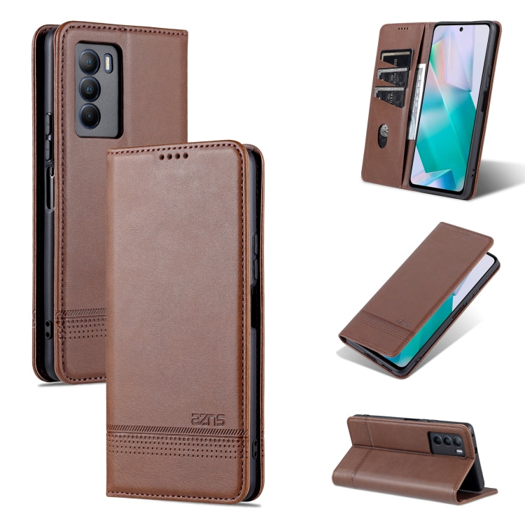 AZNS Custodia per telefono in pelle a vibrazione orizzontale con struttura in vitello magnetico, For vivo S10e / V23e, For vivo T1, For Honor X30i